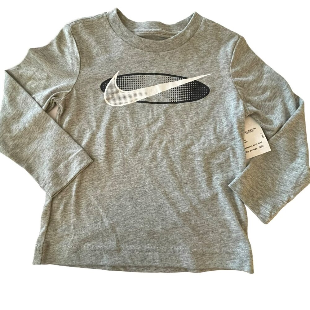 Nike 2T Graphic Logo Tee Gray T Shirt Long Sleeve NWT